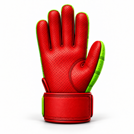 PGX Candy Apple long cuff batting glove, red pitted leather palm and plain red cuff