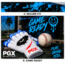 PGX Blue Smiley batting gloves game ready lifestyle image