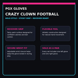 PGX Crazy Clown football receiver glove features