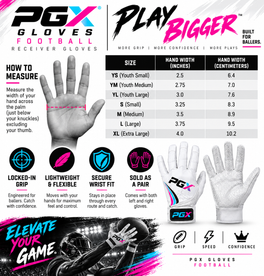 PGX football glove sizing guide