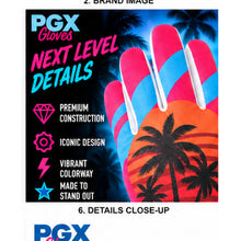 PGX Miami Vice batting gloves palm tree design and construction details