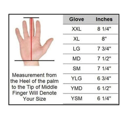 PGX batting glove size chart